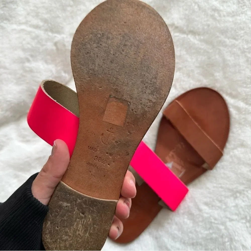 Joie A La Plage Sable Leather Slip On Sandals Pink Size 38.5